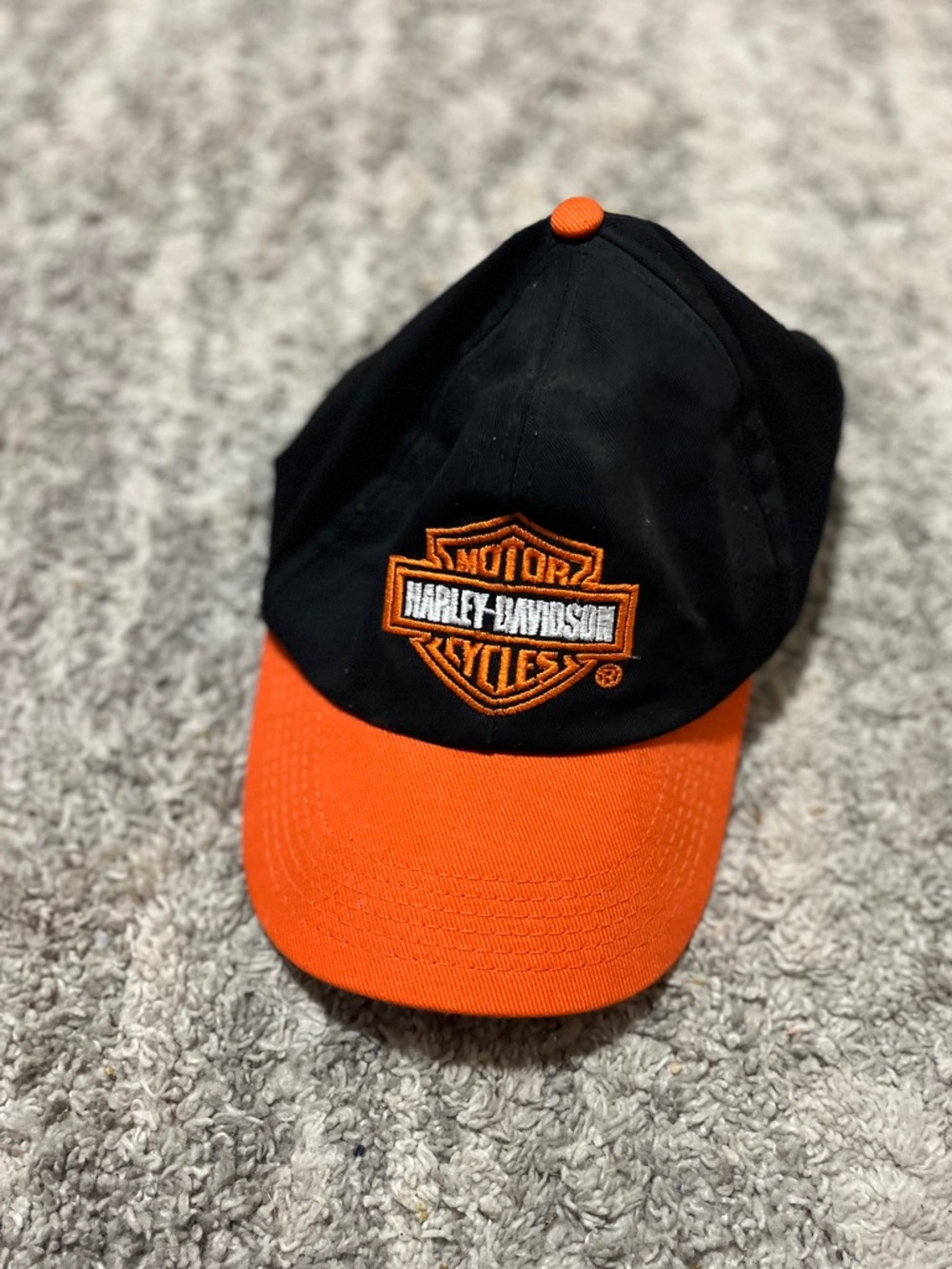Harley-Davidson Black Orange Logo Baseball Hat cap motorcycle gang